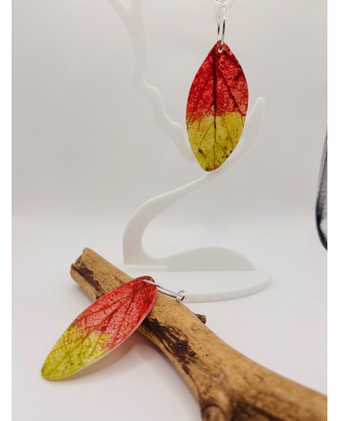 PENDIENTES ARTESANOS DE HOJA NATURAL ESQUELETIZADA