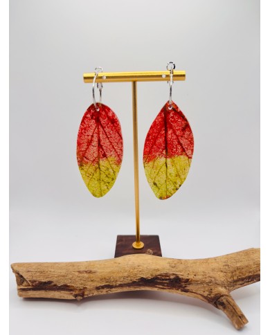 PENDIENTES ARTESANOS DE HOJA NATURAL ESQUELETIZADA