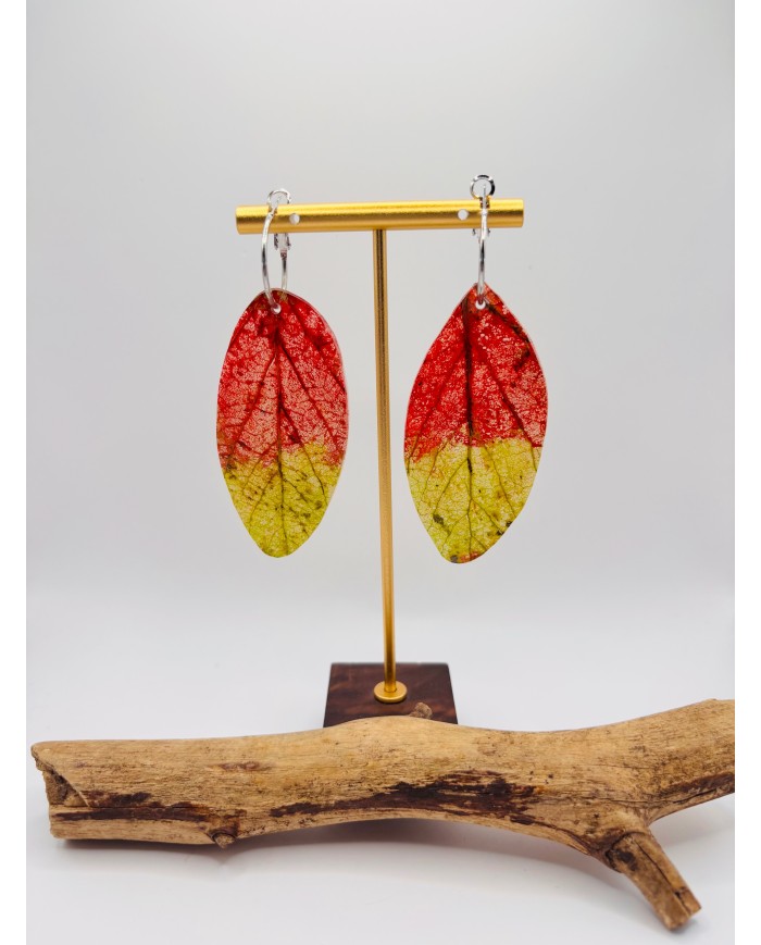 PENDIENTES ARTESANOS DE HOJA NATURAL ESQUELETIZADA