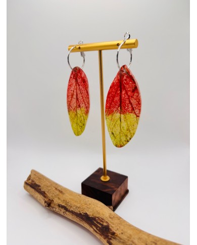 PENDIENTES ARTESANOS DE HOJA NATURAL ESQUELETIZADA