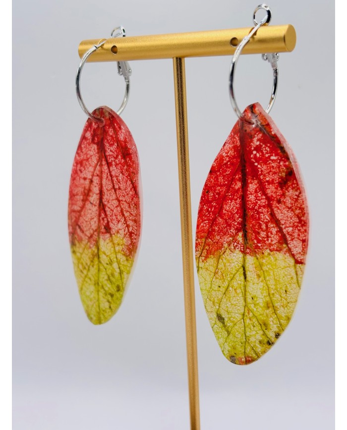 PENDIENTES ARTESANOS DE HOJA NATURAL ESQUELETIZADA