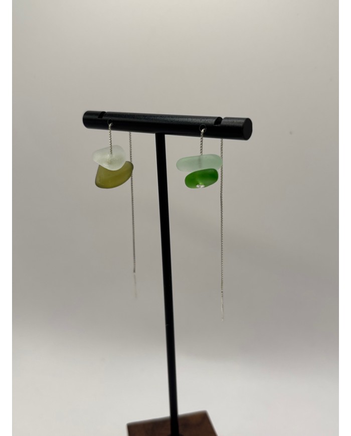 PENDIENTES DE CRISTAL MARINO EDICIÓN PLATA