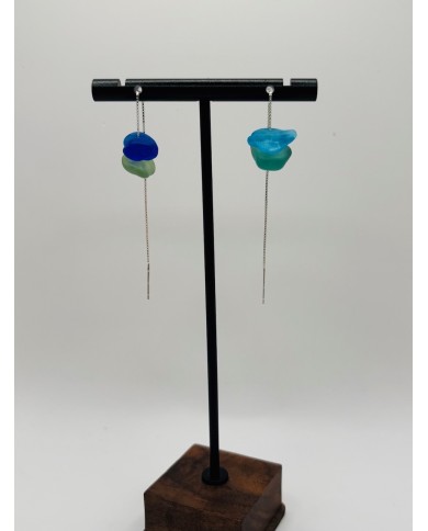 PENDIENTES ARTESANOS DE CRISTAL MARINO