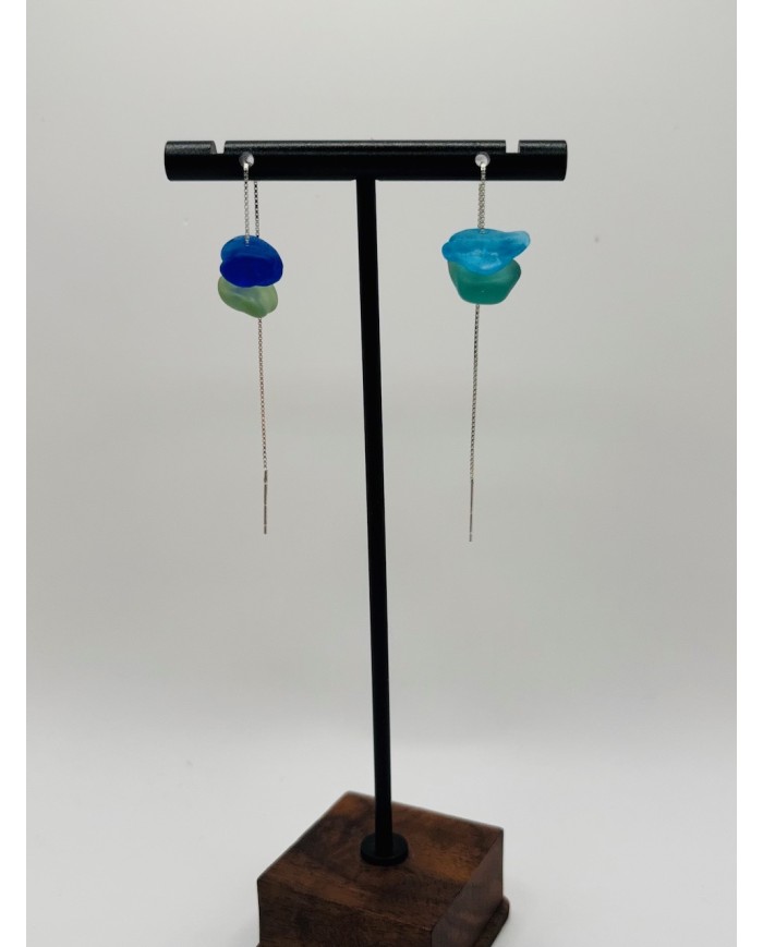 PENDIENTES ARTESANOS DE CRISTAL MARINO