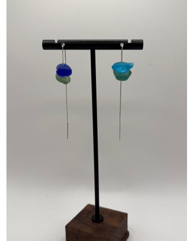 PENDIENTES ARTESANOS DE CRISTAL MARINO