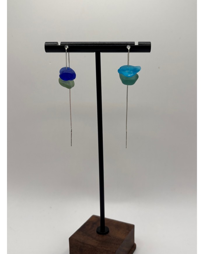 PENDIENTES ARTESANOS DE CRISTAL MARINO