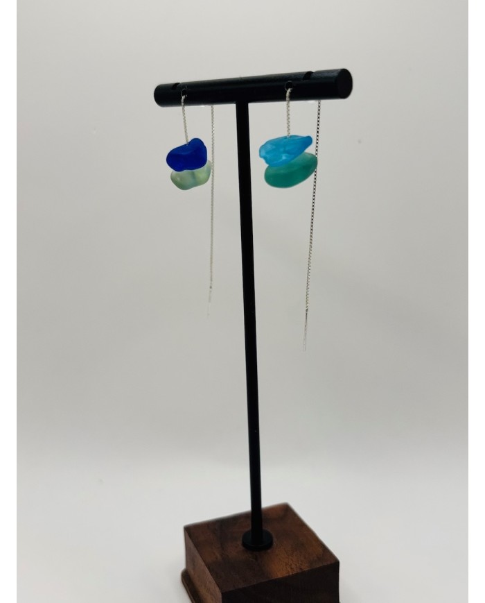 PENDIENTES ARTESANOS DE CRISTAL MARINO