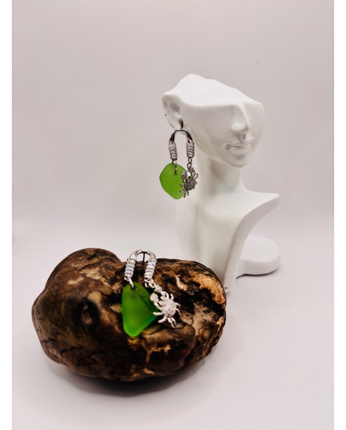 PENDIENTES ARTESANOS DE CRISTAL MARINO