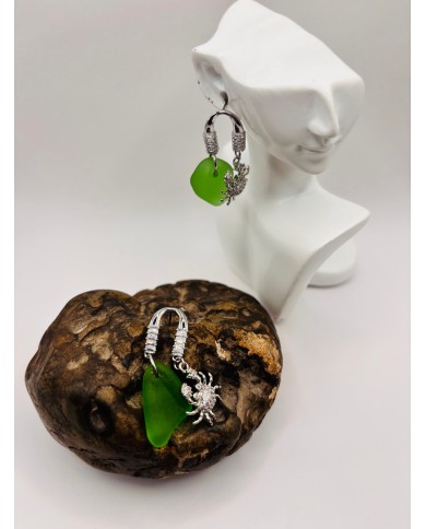 PENDIENTES ARTESANOS DE CRISTAL MARINO