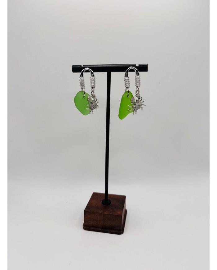 PENDIENTES ARTESANOS DE CRISTAL MARINO