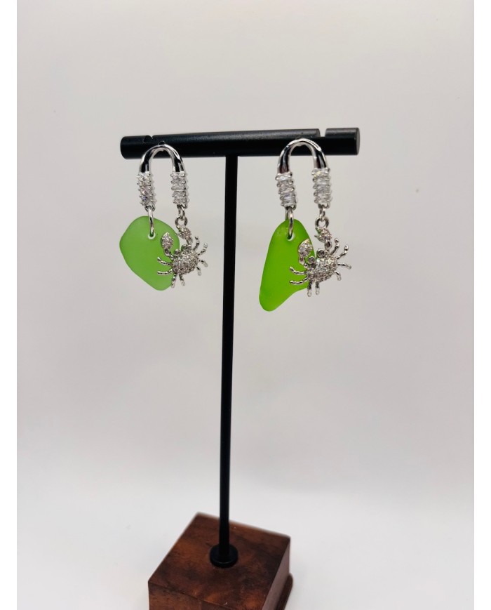 PENDIENTES ARTESANOS DE CRISTAL MARINO