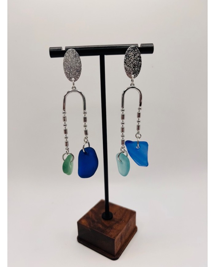 PENDIENTES DE CRISTAL MARINO ARTESANOS