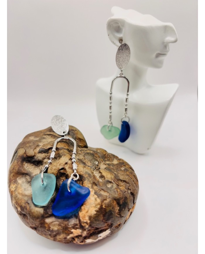 PENDIENTES DE CRISTAL MARINO ARTESANOS