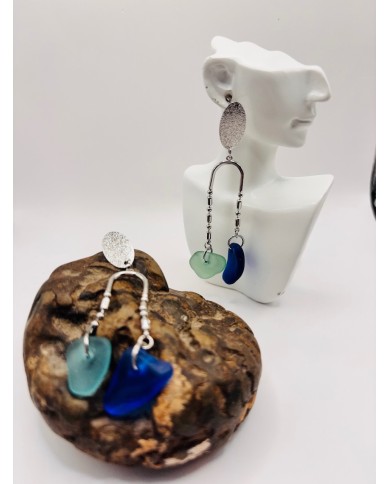 PENDIENTES DE CRISTAL MARINO ARTESANOS