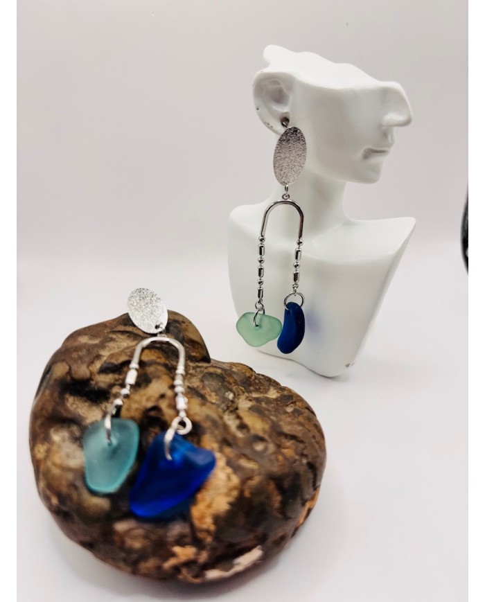 PENDIENTES DE CRISTAL MARINO ARTESANOS