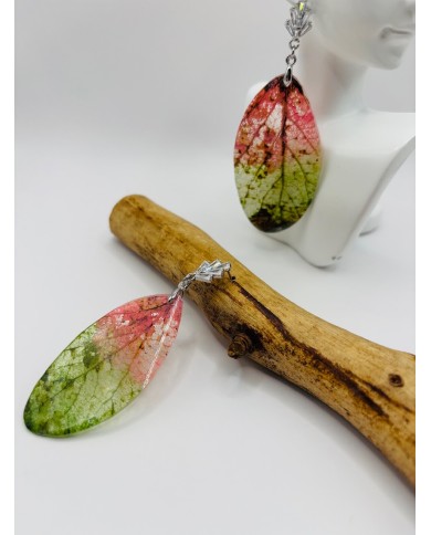 PENDIENTES DE HOJA NATURAL ESQUELETIZADA
