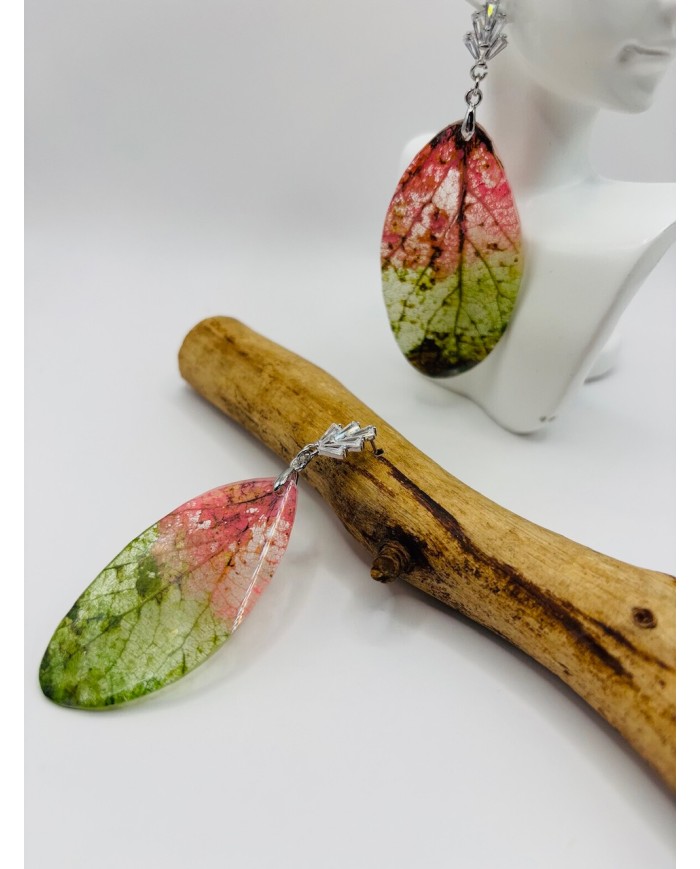 PENDIENTES DE HOJA NATURAL ESQUELETIZADA