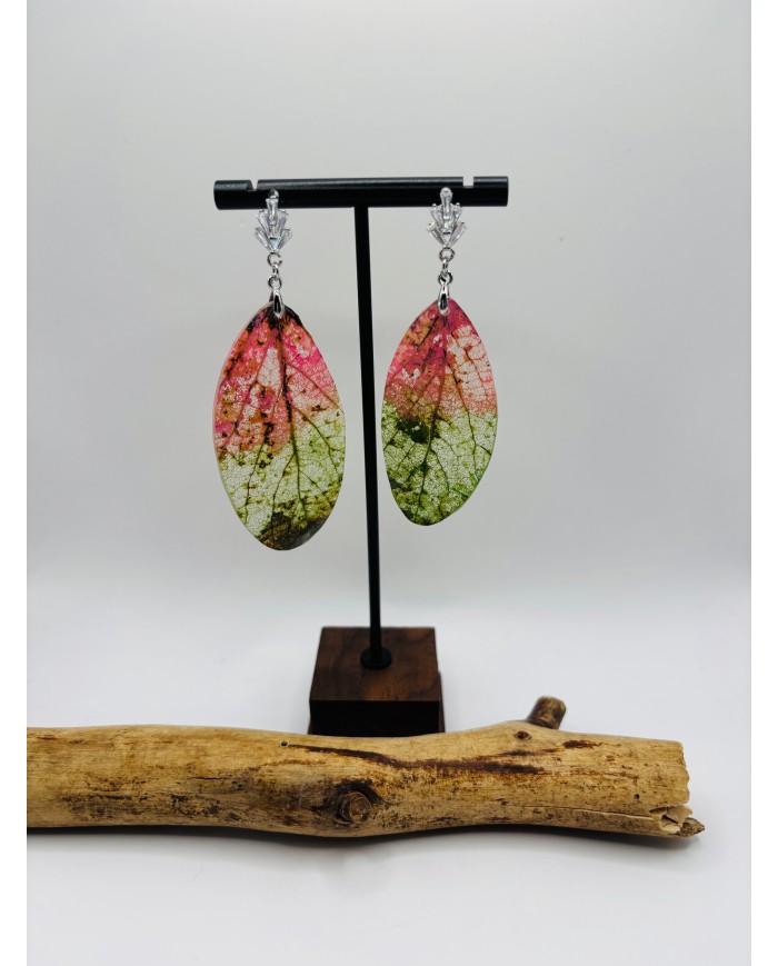 PENDIENTES DE HOJA NATURAL ESQUELETIZADA