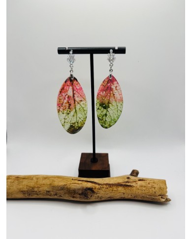 PENDIENTES DE HOJA NATURAL ESQUELETIZADA