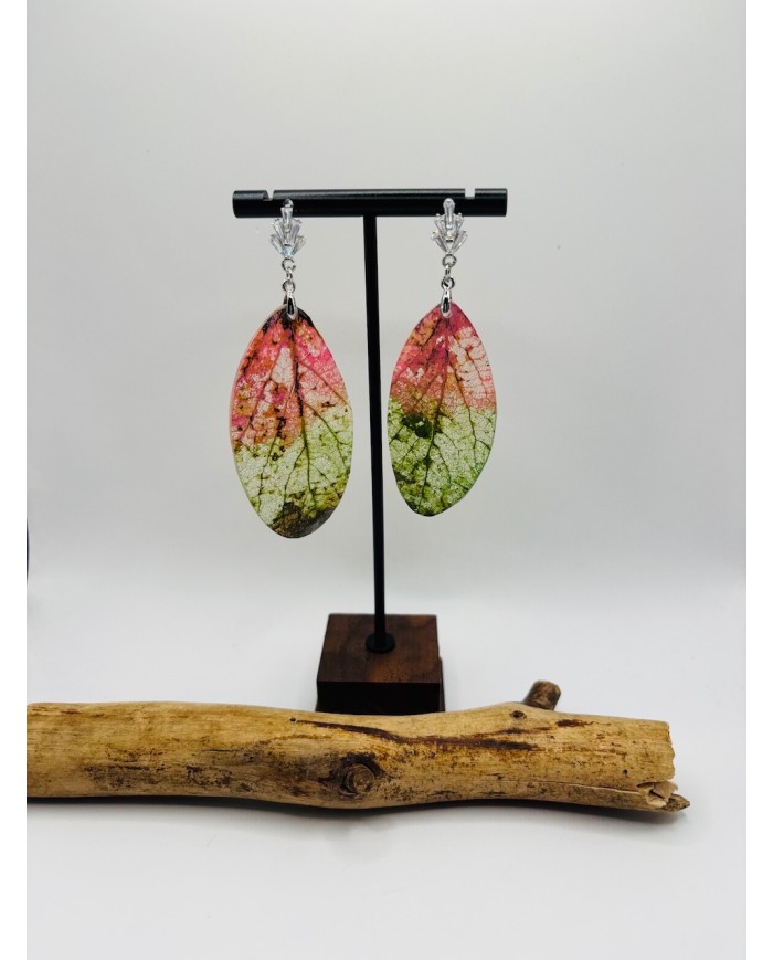 PENDIENTES DE HOJA NATURAL ESQUELETIZADA