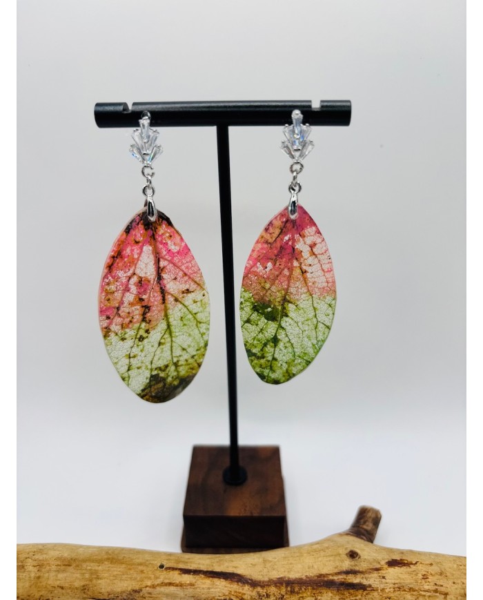 PENDIENTES DE HOJA NATURAL ESQUELETIZADA