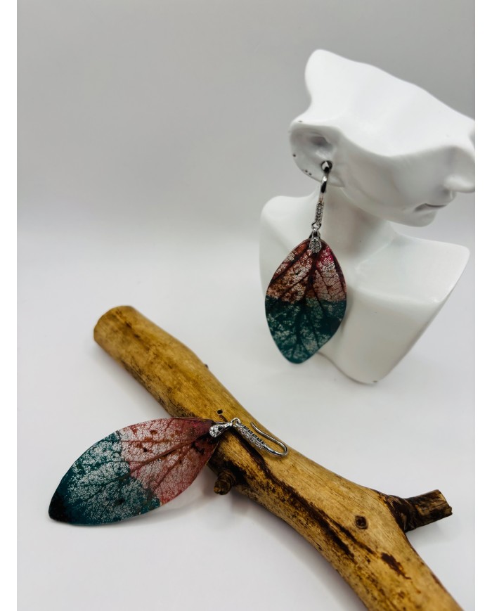 PENDIENTES ARTESANOS D HOJA NATURAL