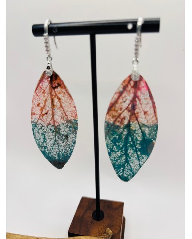 PENDIENTES ARTESANOS D HOJA NATURAL