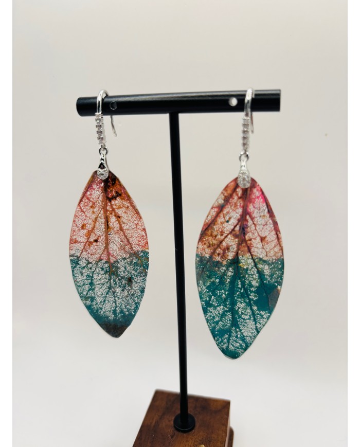 PENDIENTES ARTESANOS D HOJA NATURAL