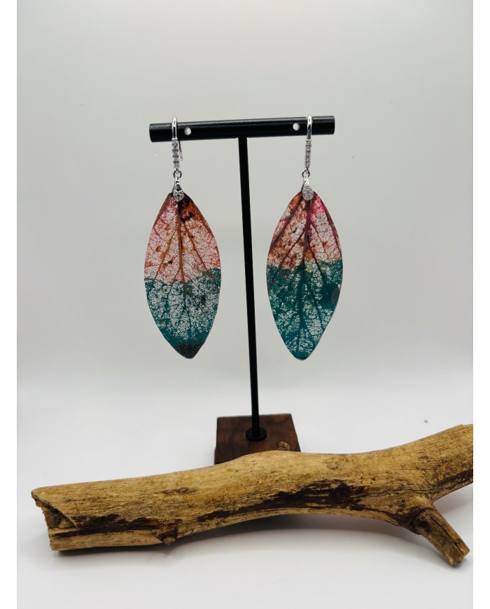 PENDIENTES ARTESANOS D HOJA NATURAL