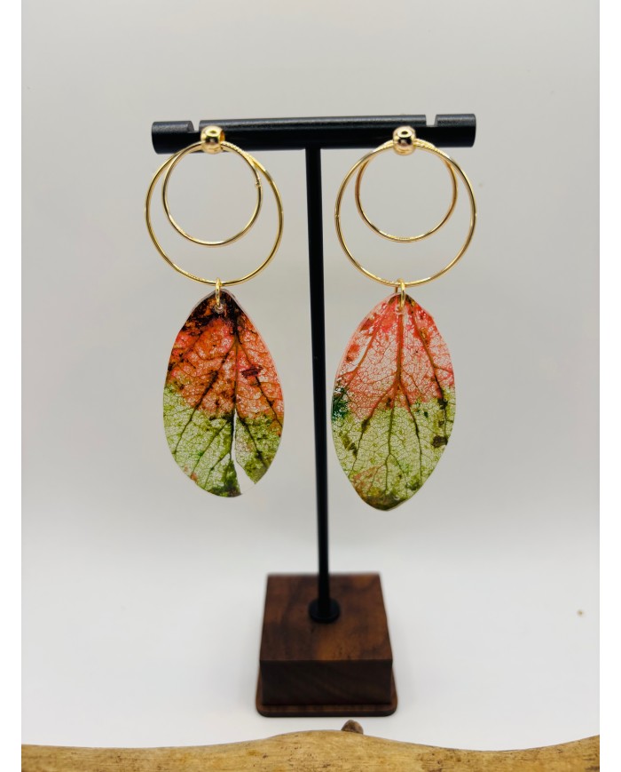 PENDIENTES ARTESANOS DE HOJA NATIURAL ESQUELETIZADA