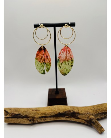 PENDIENTES ARTESANOS DE HOJA NATIURAL ESQUELETIZADA