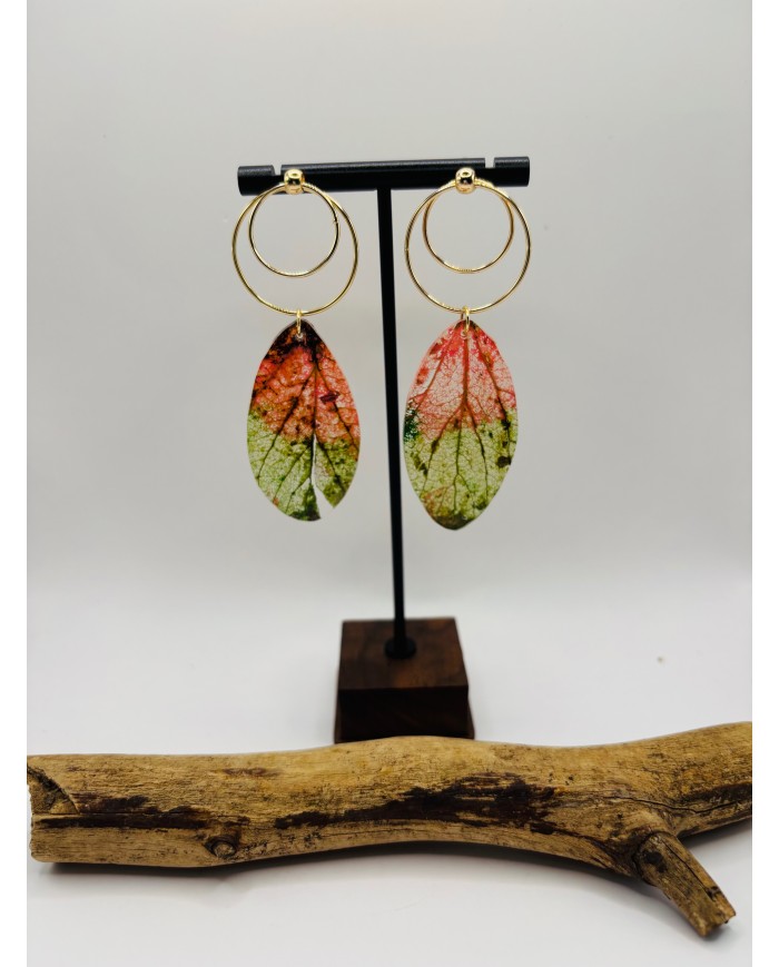 PENDIENTES ARTESANOS DE HOJA NATIURAL ESQUELETIZADA