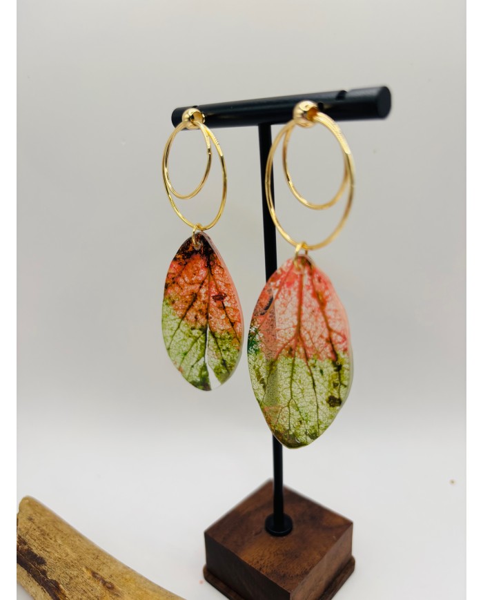 PENDIENTES ARTESANOS DE HOJA NATIURAL ESQUELETIZADA