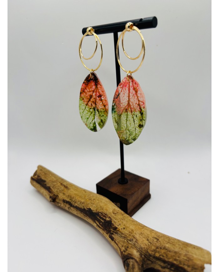 PENDIENTES ARTESANOS DE HOJA NATIURAL ESQUELETIZADA