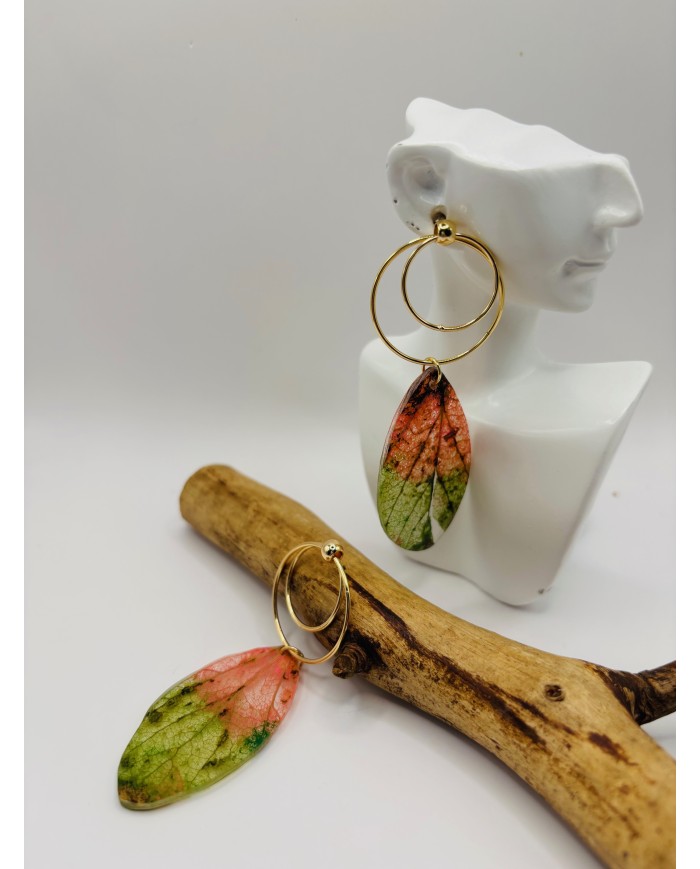 PENDIENTES ARTESANOS DE HOJA NATIURAL ESQUELETIZADA