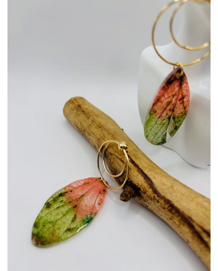 PENDIENTES ARTESANOS DE HOJA NATIURAL ESQUELETIZADA