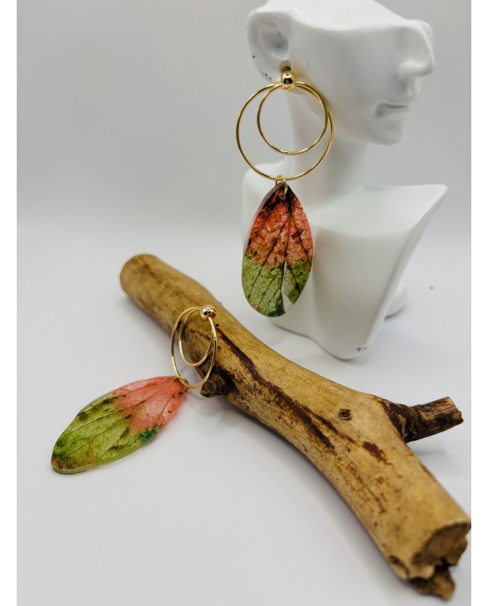 PENDIENTES ARTESANOS DE HOJA NATIURAL ESQUELETIZADA