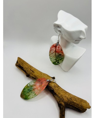 PENDIENTES ARTESANOS DE HOJA NATURAL ESQUELETIZADA