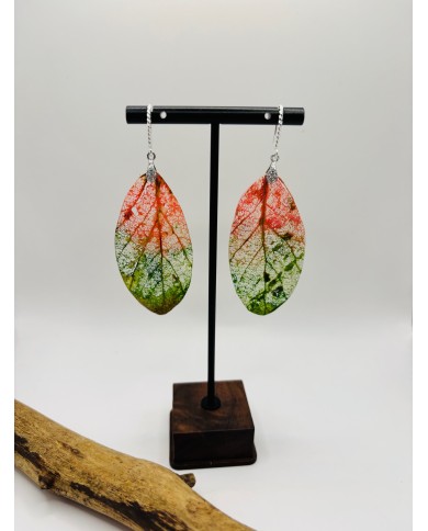 PENDIENTES ARTESANOS DE HOJA NATURAL ESQUELETIZADA