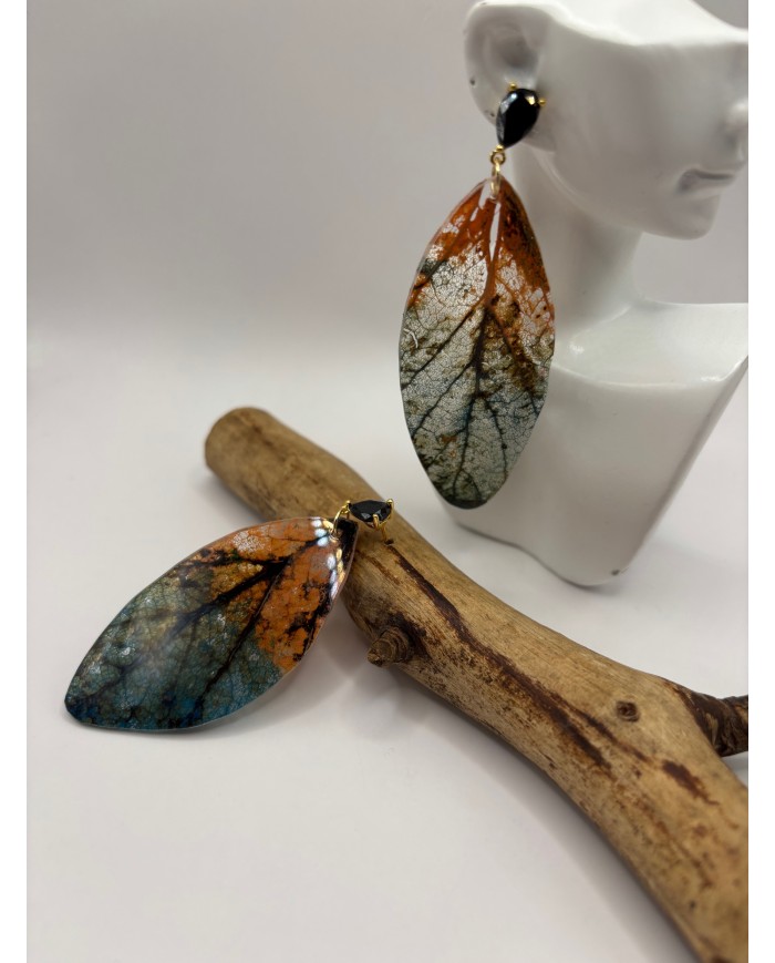 PENDIENTES ARTESANOS DE HOJA NATURAL