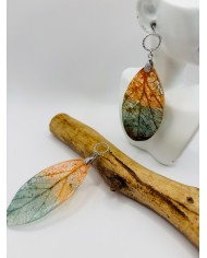 PENDIENTES ARTESANOS DE HOJA  NATURAL ESQUELETIZADA