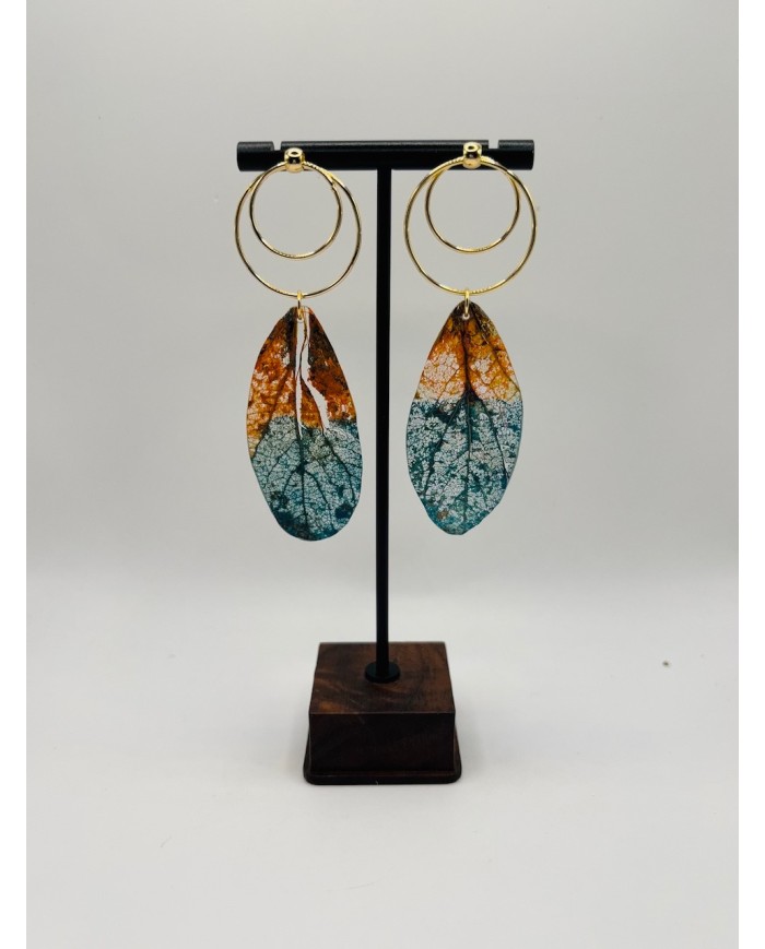 PENDIENTES ARTESANOS DE HOJA NATURAL ESQUELETIZADA
