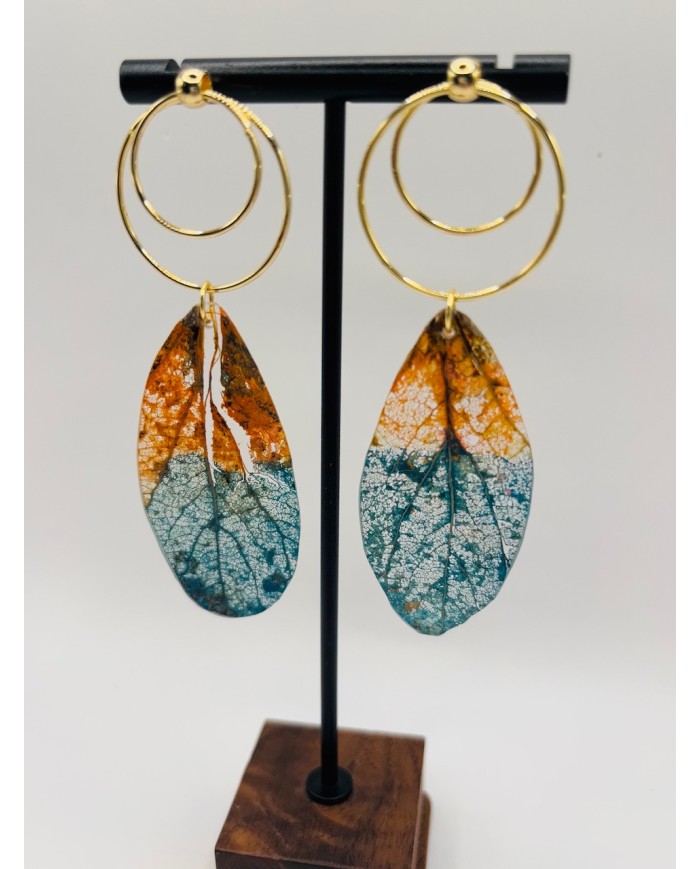 PENDIENTES ARTESANOS DE HOJA NATURAL ESQUELETIZADA