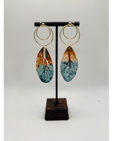 PENDIENTES ARTESANOS DE HOJA NATURAL ESQUELETIZADA