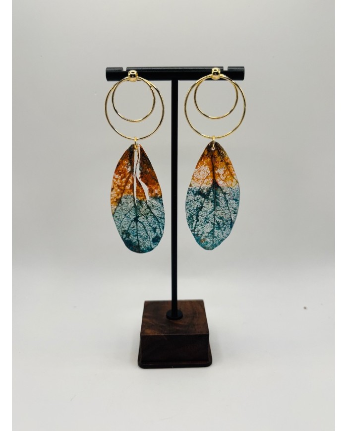 PENDIENTES ARTESANOS DE HOJA NATURAL ESQUELETIZADA