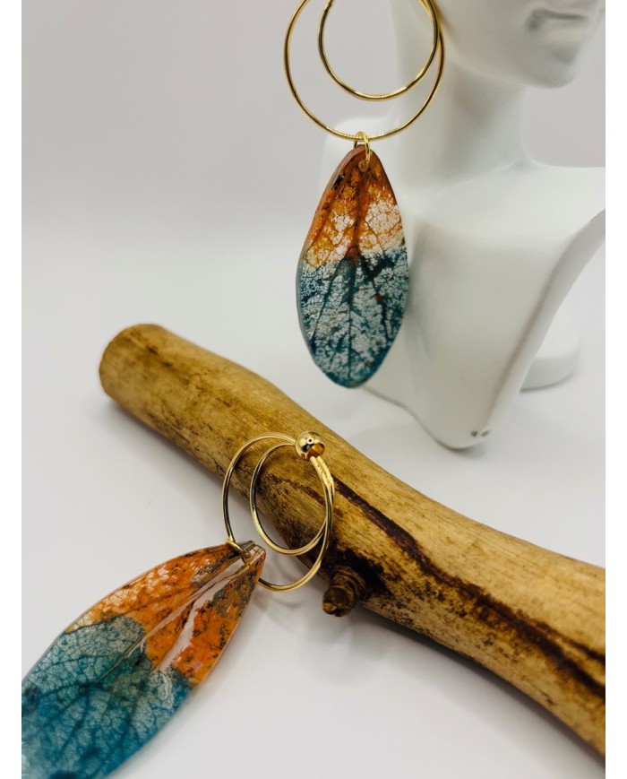 PENDIENTES ARTESANOS DE HOJA NATURAL ESQUELETIZADA