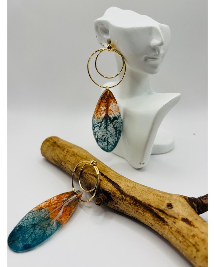 PENDIENTES ARTESANOS DE HOJA NATURAL ESQUELETIZADA