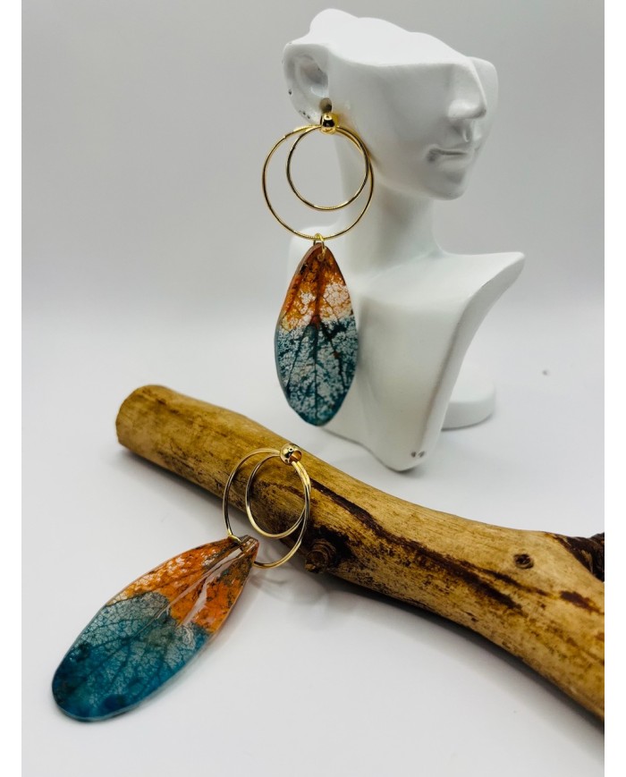 PENDIENTES ARTESANOS DE HOJA NATURAL ESQUELETIZADA