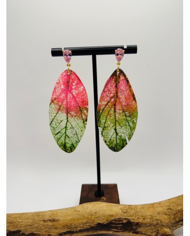 PENDIENTES ARTESANOS DE HOJA NATURAL ESQUELETIZADA