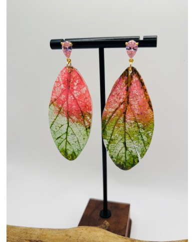PENDIENTES ARTESANOS DE HOJA NATURAL ESQUELETIZADA